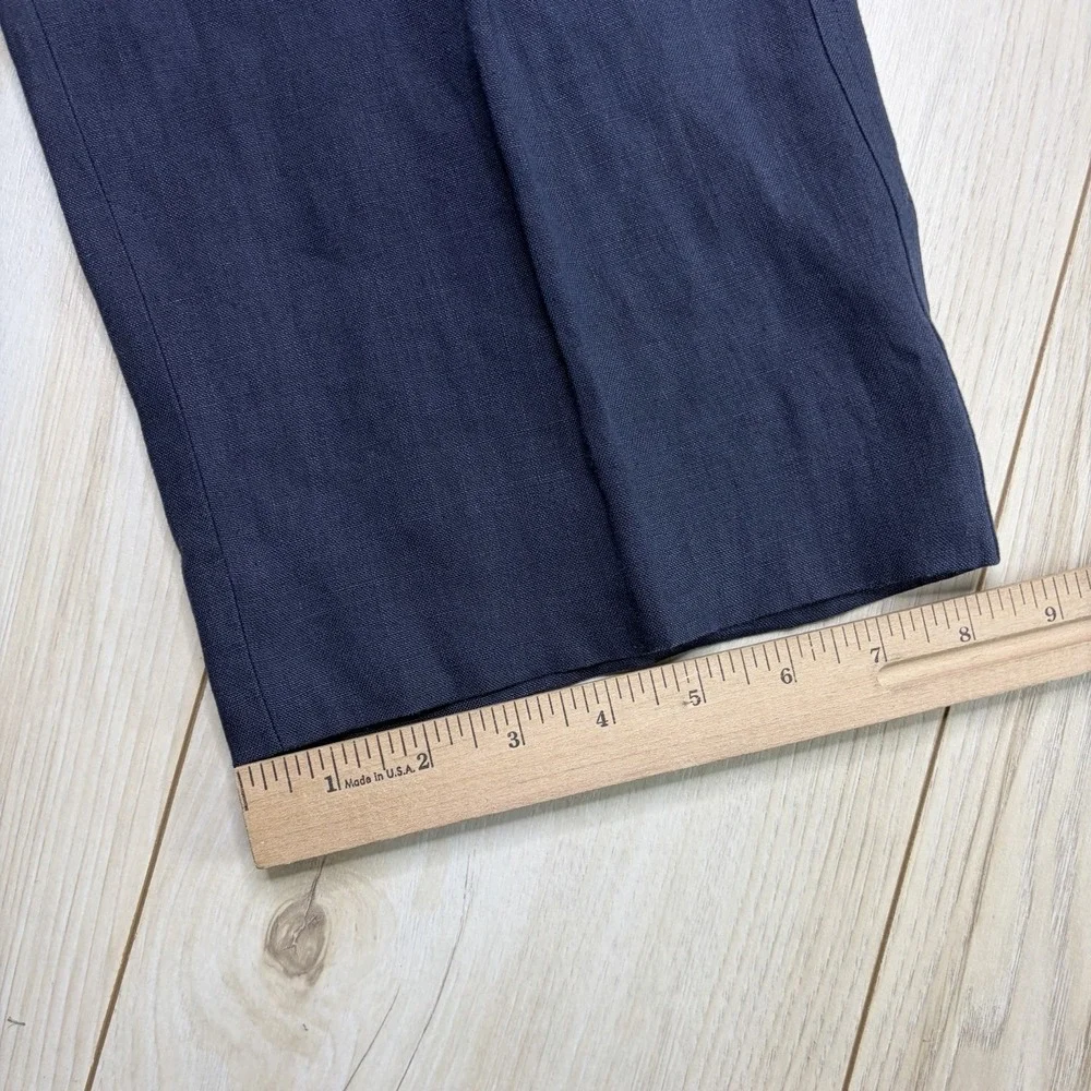 Gran Sasso 100% Flax Dress Pants Mens Size 34x32 Navy Blue Trousers Linen